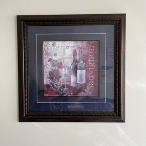 Kirklands Wine Matted Franed Picture Sauvignon Wall Art Decor